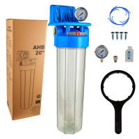 Корпус фільтра прозорий Aquafilter Big Blue 20" з манометром AHB-FH20CB