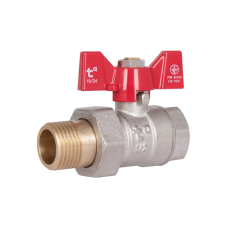 Кран кульовий Standart 1/2"ВЗ прямий, з американкою, латун., нікельов., гум., PN40, метелик SD220W15 Thermo Alliance