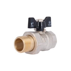 Кран кульовий Base 3/4"ВЗ прямий, з американкою, латун., нікельов., PN40, метелик SD221W20 Thermo Alliance