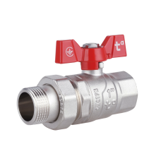 Кран кульовий Forte 1"ВЗ прямий, з американкою, нікел., метелик SF220W25 Thermo Alliance
