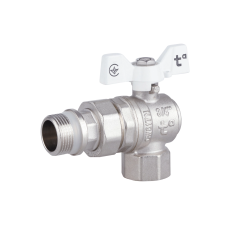 Кран кульовий Forte 3/4"ВЗ кутовий, з американкою, нікел., антипротікання, метелик SF223W20 Thermo Alliance