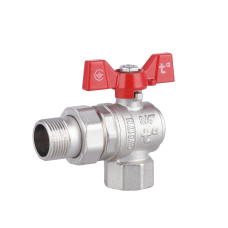 Кран кульовий Forte 3/4"ВЗ кутовий, з американкою, нікел., метелик SF221W20 Thermo Alliance