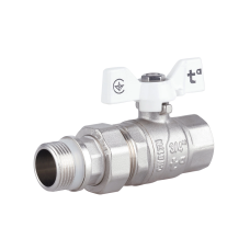 Кран кульовий Forte 3/4"ВЗ прямий, з американкою, нікел., антипротікання, метелик SF222W20 Thermo Alliance