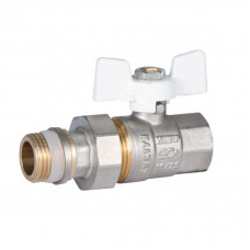 Кран кульовий Standart 1/2"ВЗ прямий, з американкою, латун., нікельов., конус, PN40, антипротікання, метелик SD900NW15PN40 Thermo Alliance